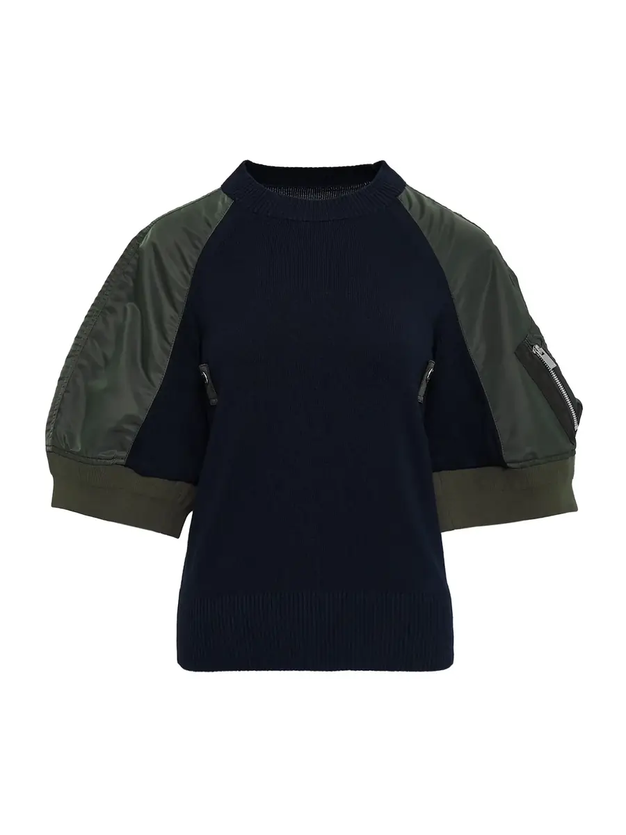 Sacai Nylon Twill x Knit Pullover