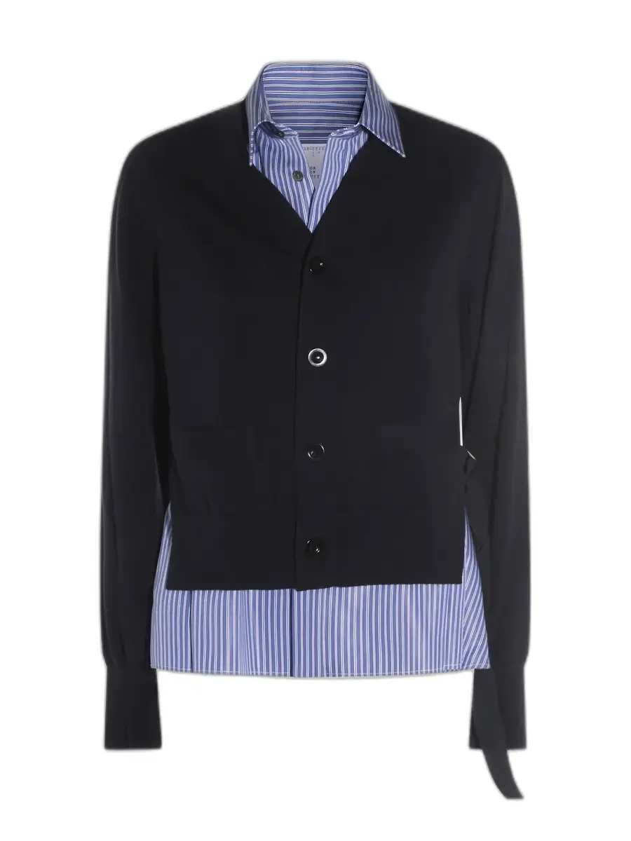 Sacai Poplin x Cotton Knit Cardigan