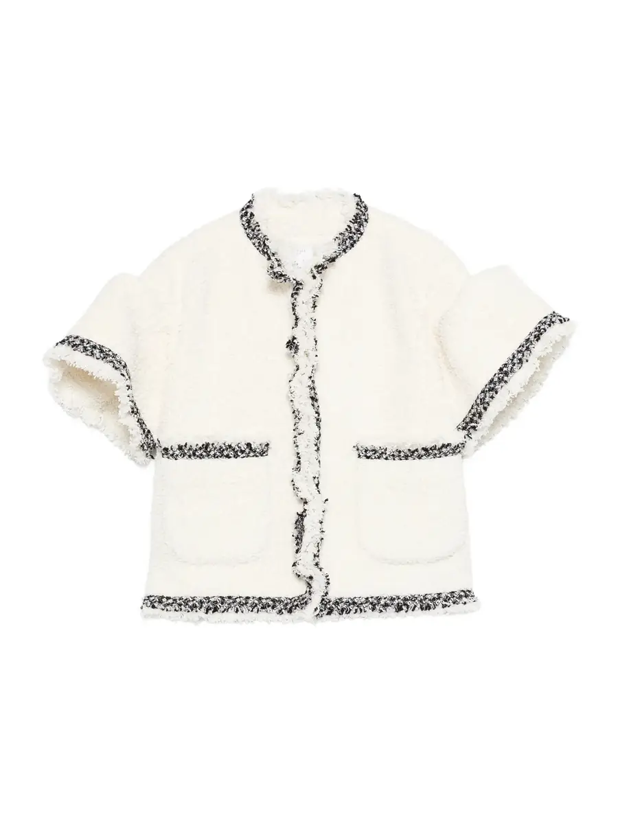 Short-Sleeve Tweed Bouclé Jacket