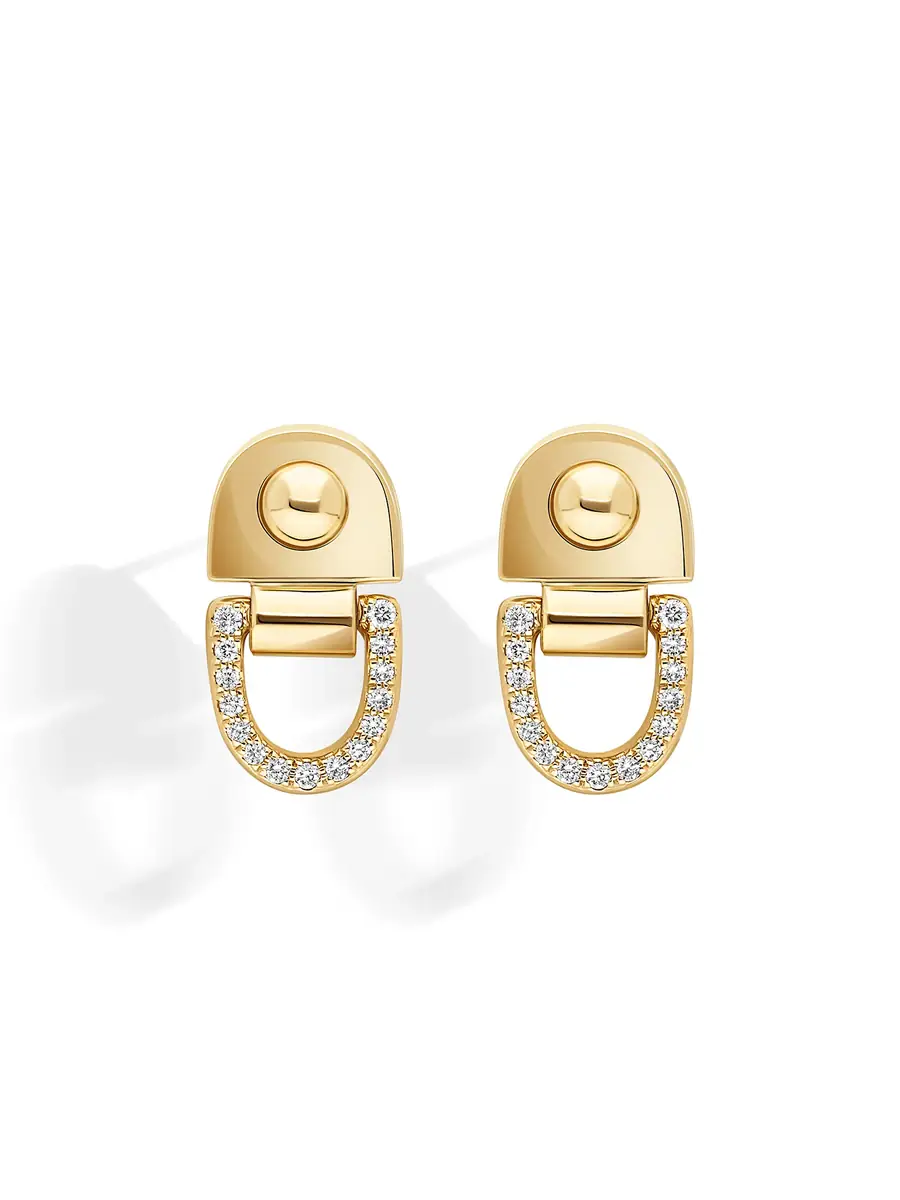 Statement Yellow Gold and Diamond Rivet S Earrings