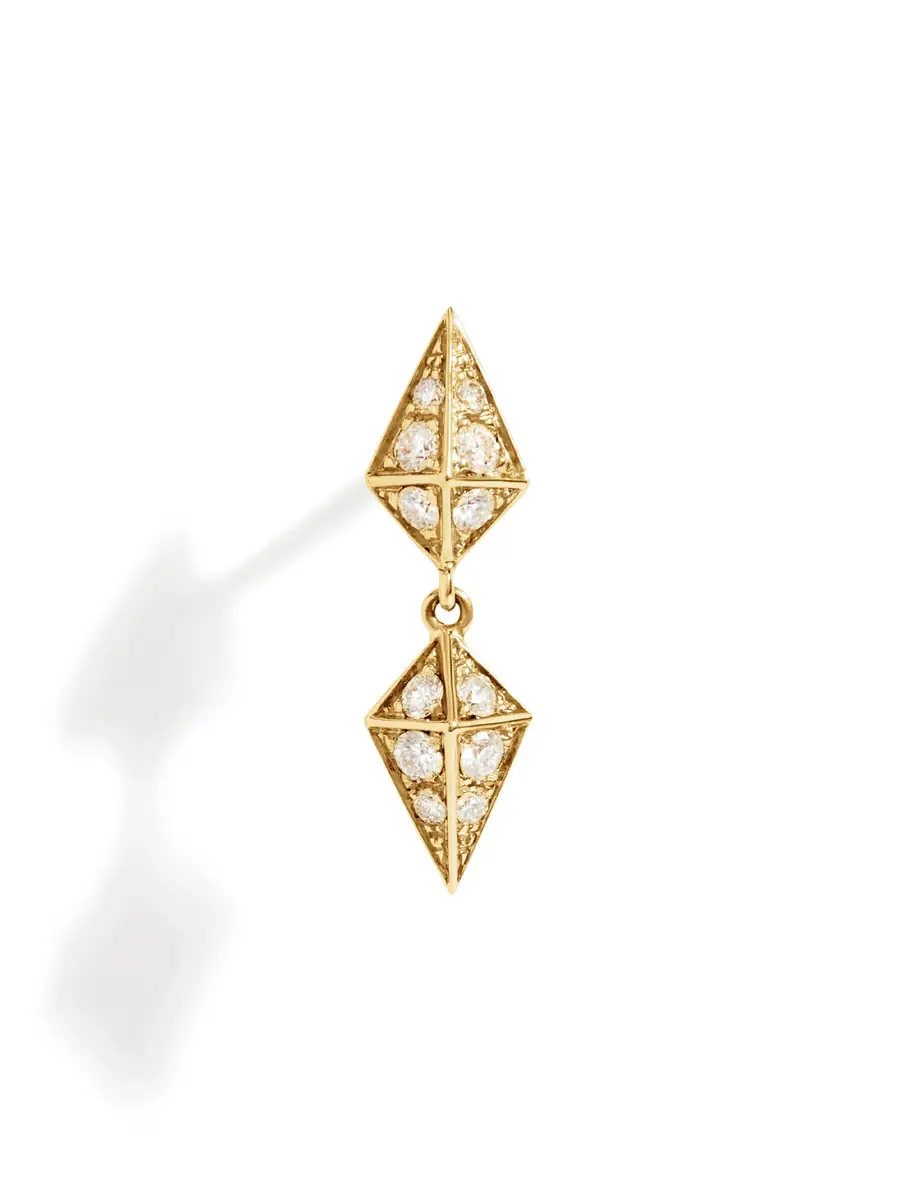 Statement Yellow Gold and Diamond Rockaway Earring