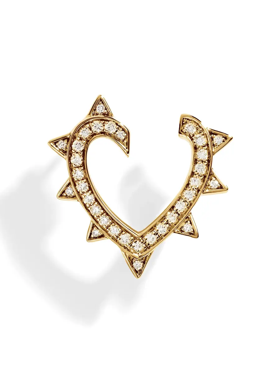 Statement Yellow Gold and Diamond Rockaway Heart Earring