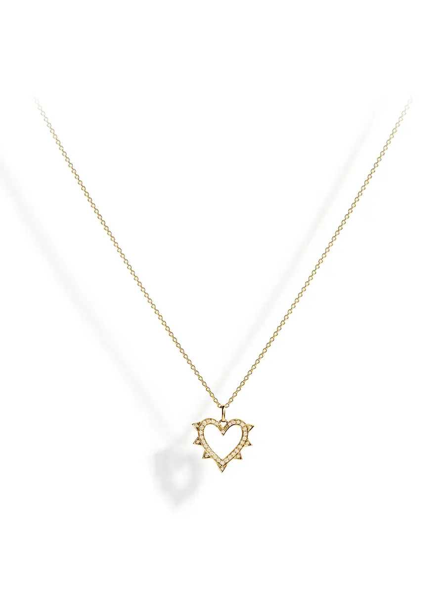 Statement Yellow Gold and Diamond Rockaway Heart Necklace