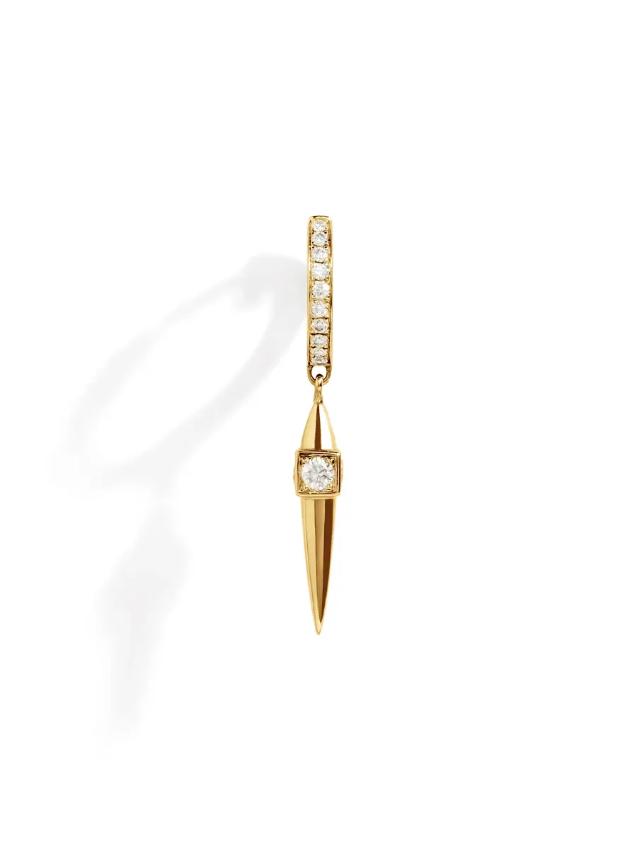Statement Yellow Gold and Diamond Rockaway Peak Hoop Earring