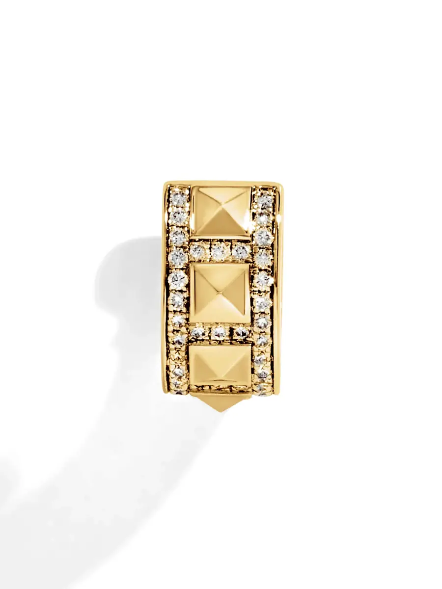 Statement Yellow Gold and Diamond Rockaway Picots Earring