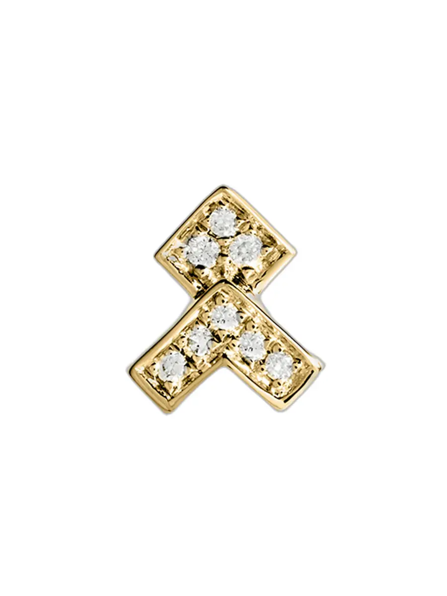 Statement Yellow Gold and Diamond Stairway Arrow Earring