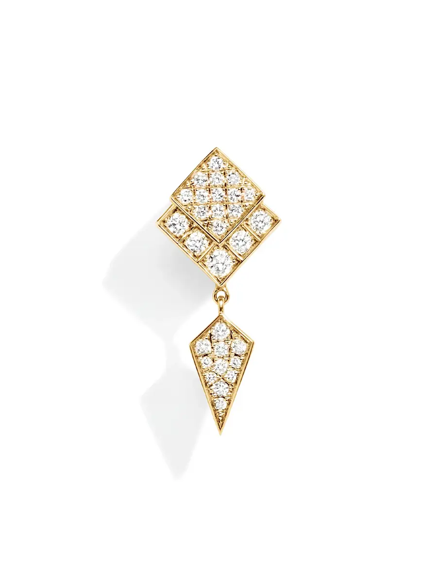 Statement Yellow Gold and Diamond Stairway Earring