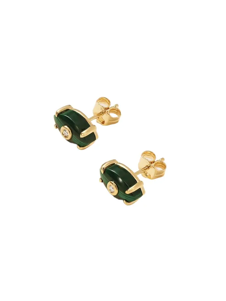Sydney Evan 14-karat Gold, Malachite And Diamond Earrings