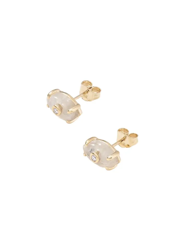 Sydney Evan 14-karat Gold, Moonstone And Diamond Earrings