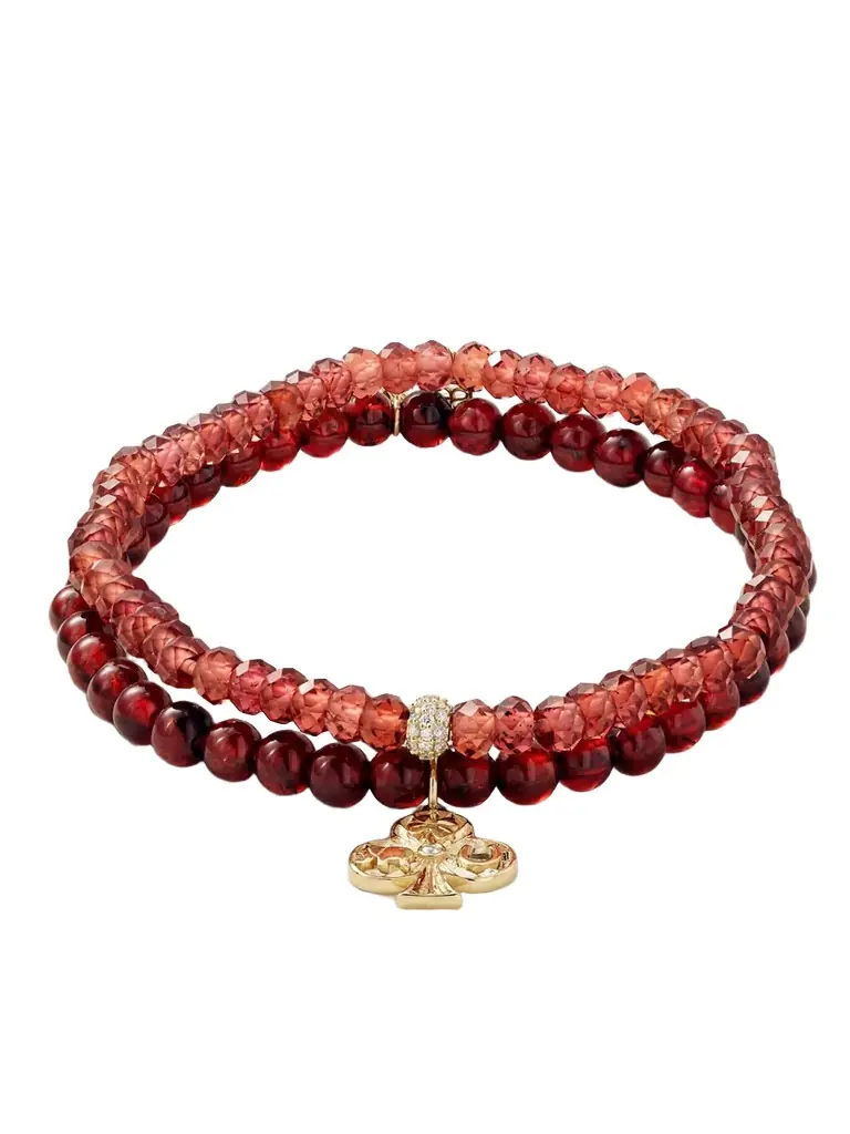 Sydney Evan Set Of Two 14-karat Gold, Garnet And Diamond Bracelets