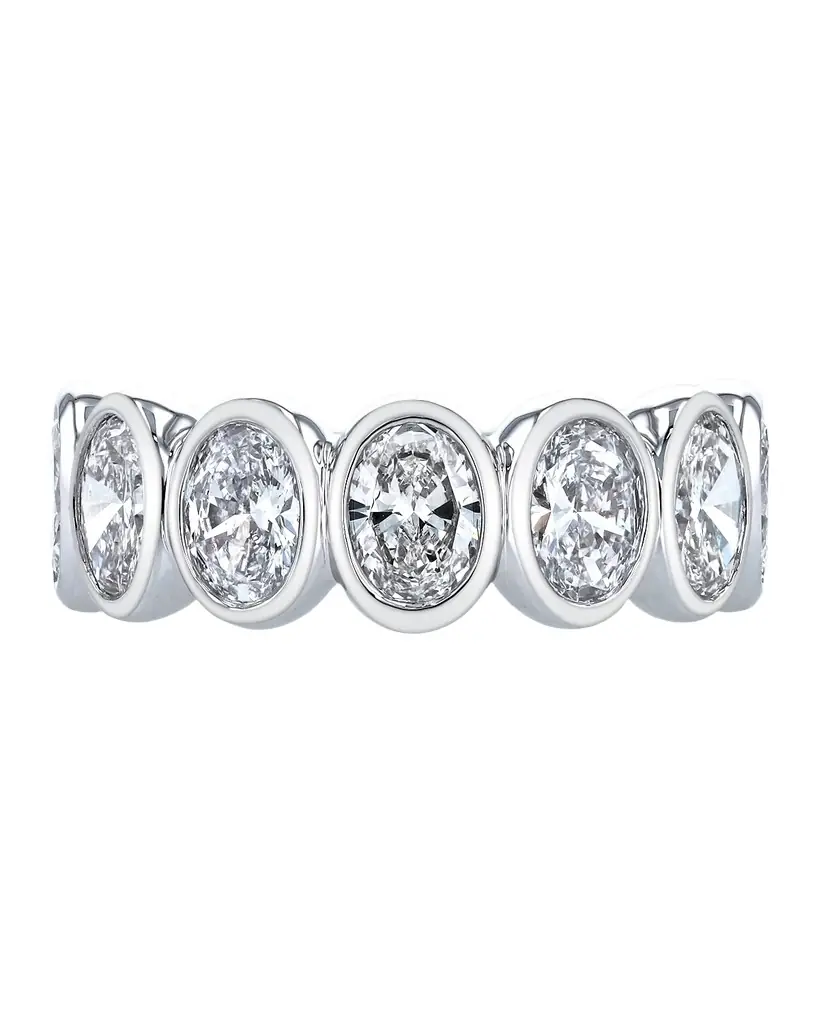 Neiman Marcus Diamonds 18K White Gold 7 Stone Band with Bezel Set Oval Cut Diamonds, 1.40ct