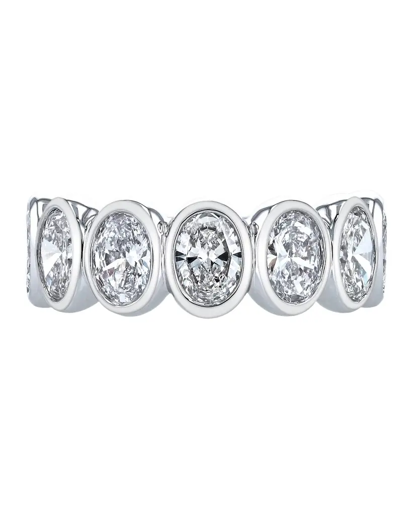 Neiman Marcus Diamonds Platinum 7 Stone Band with Bezel Set Oval Cut Diamonds, 1.40ct - Women's Jewelry And Watches