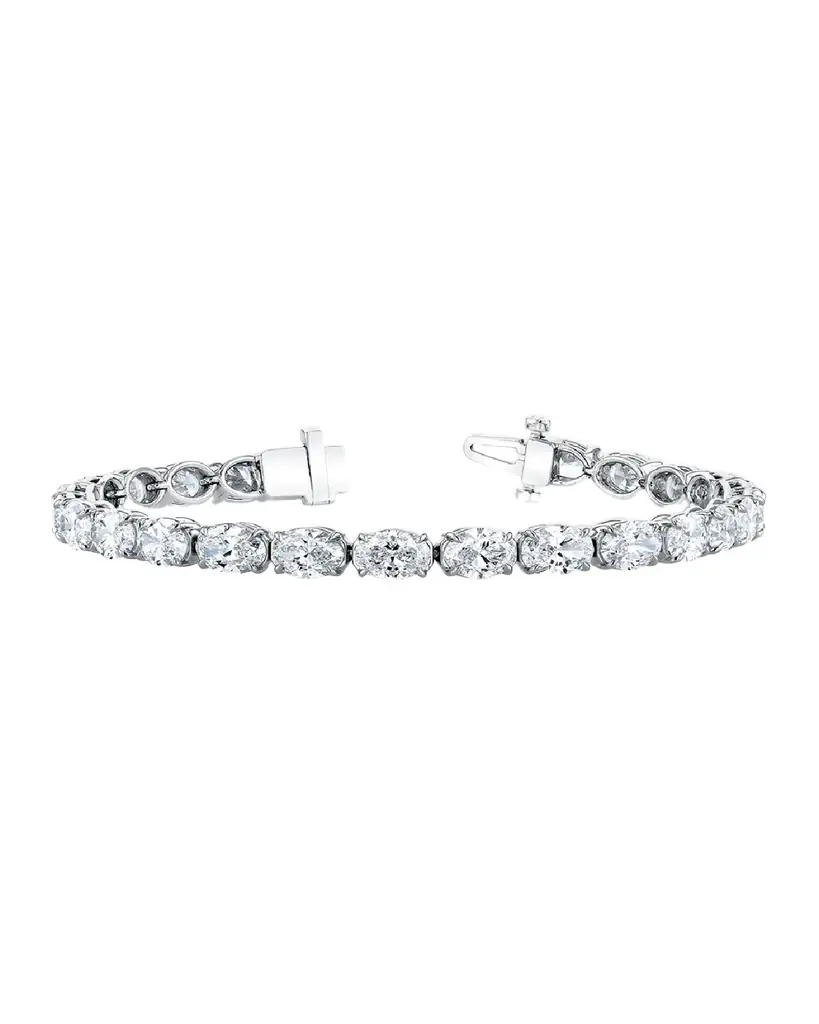 Neiman Marcus Diamonds 18K Gold East-West Prong-Set Diamond Tennis Bracelet, 7.40tcw, 7"L