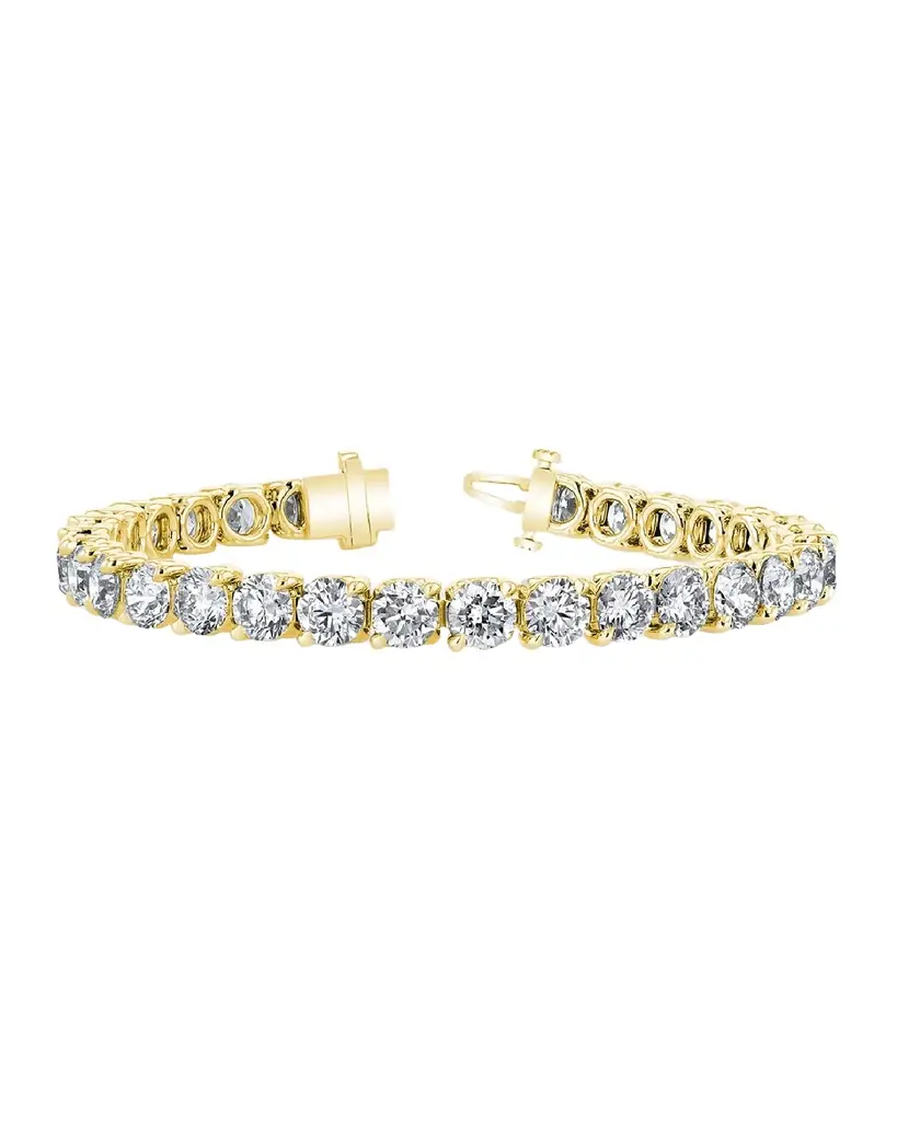 Neiman Marcus Diamonds 18K Gold Round-Cut Diamond Buttercup Tennis Bracelet