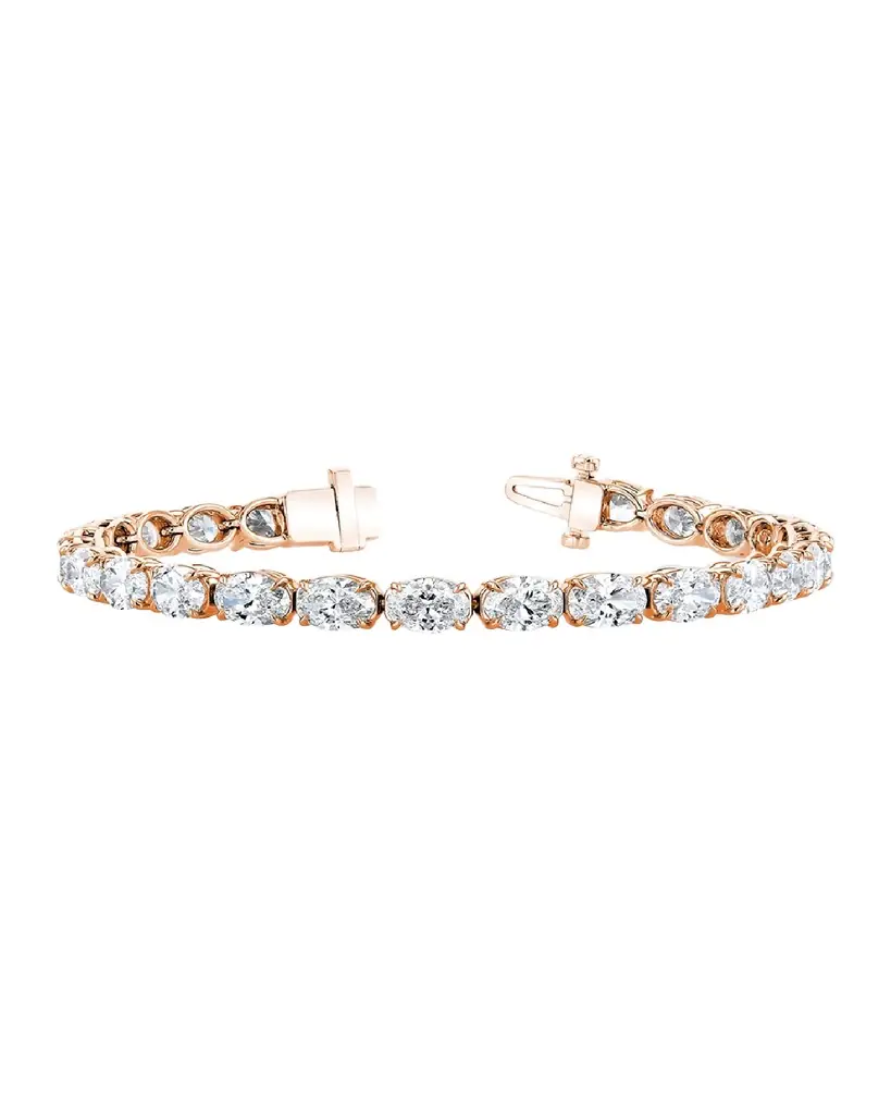 Neiman Marcus Diamonds 18K Gold East-West Prong-Set Diamond Tennis Bracelet, 7.40tcw, 7"L