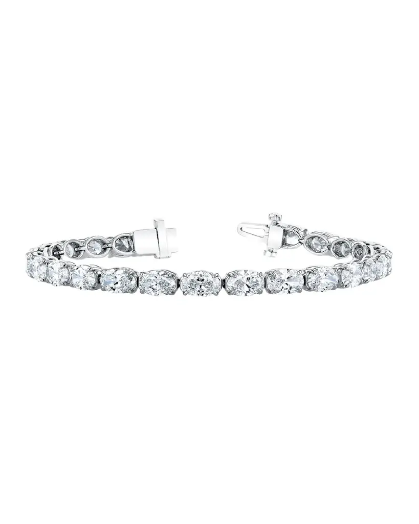 Neiman Marcus Diamonds Platinum East-West Prong-Set Diamond Tennis Bracelet, 7.40tcw, 7"L