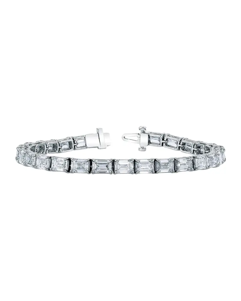 Neiman Marcus Diamonds Platinum East-West Prong-Set Diamond Tennis Bracelet, 9.50tcw, 7"L