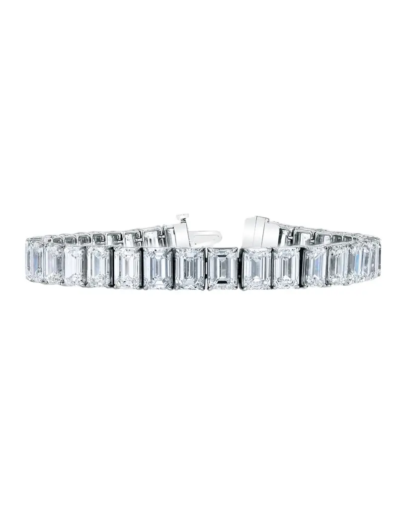 Neiman Marcus Diamonds Platinum North-South Prong-Set Diamond Tennis Bracelet, 34.00tcw, 7"L