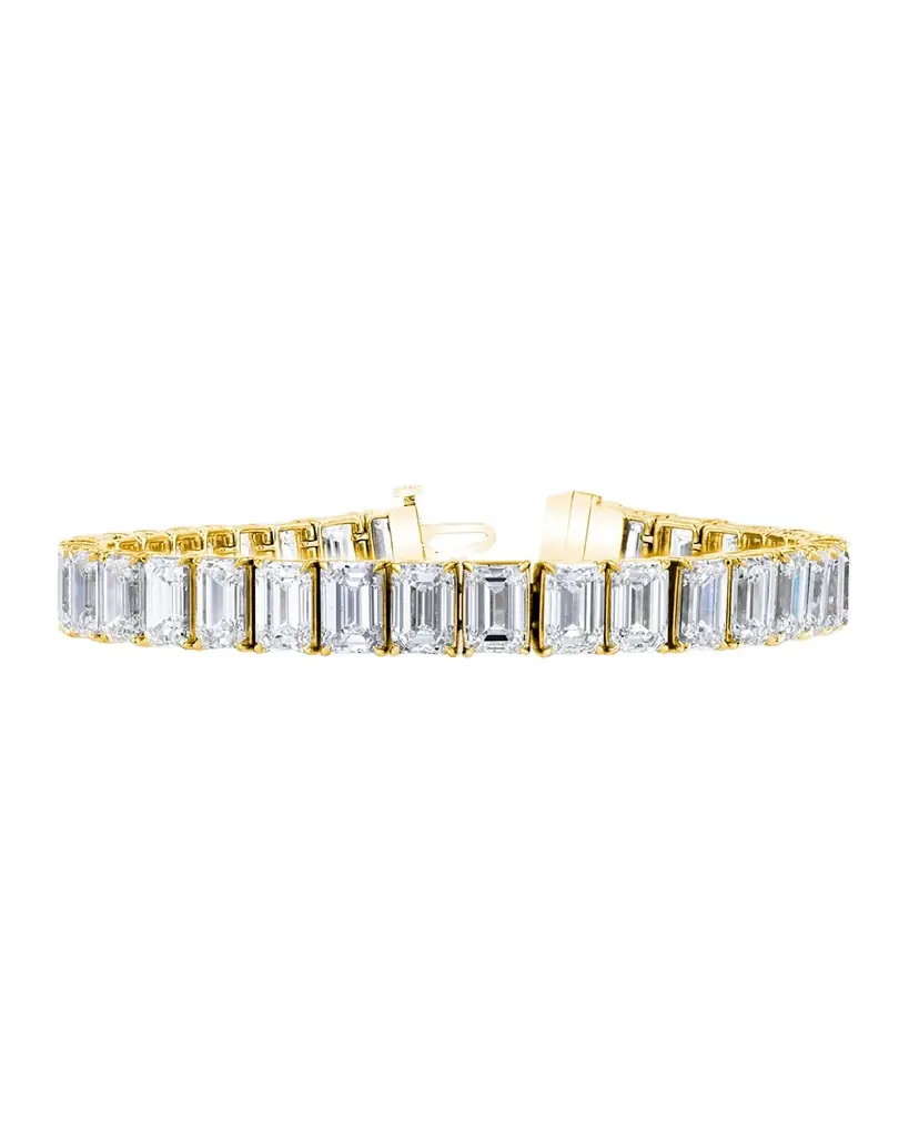 Neiman Marcus Diamonds 18K Gold North-South Prong-Set Diamond Tennis Bracelet, 34.00tcw, 7"L
