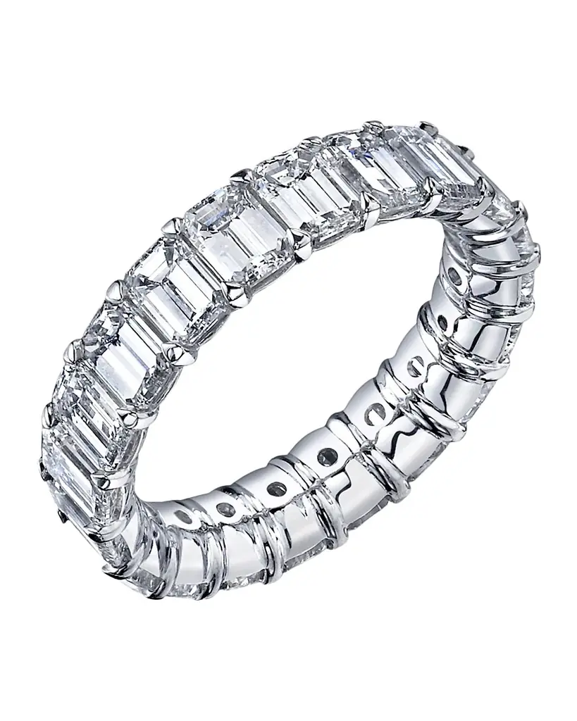 Neiman Marcus Diamonds Large Platinum Eternity Band with Emerald Cut Diamonds, 9.25ct