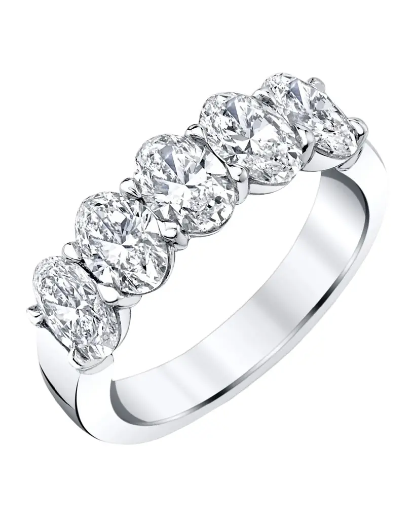 Neiman Marcus Diamonds 18K White Gold 5 Stone Band with Oval Cut Diamonds, 2.50ct
