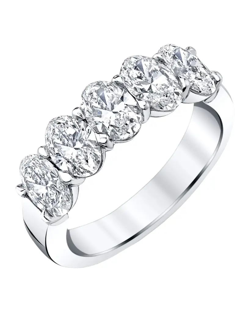 Neiman Marcus Diamonds Platinum 5 Stone Band with Oval Cut Diamonds, 2.50ct - Women's Jewelry And Watches