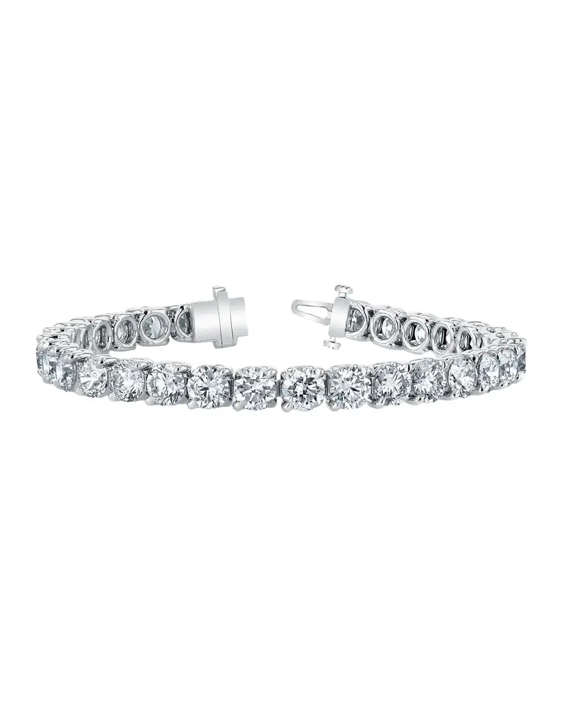 Neiman Marcus Diamonds 18K Gold Round-Cut Diamond Buttercup Tennis Bracelet, 16.50tcw, 7"L