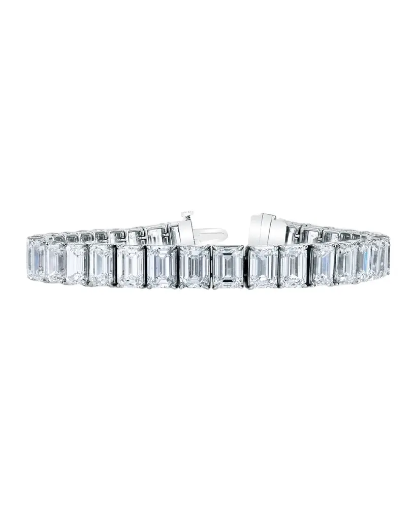 Neiman Marcus Diamonds Platinum North-South Prong-Set Diamond Tennis Bracelet, 7.90tcw, 7"L