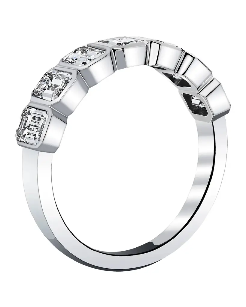 Neiman Marcus Diamonds 18K White Gold 7 Stone Band with Bezel Set Emerald Cut Diamonds, 2.30ct