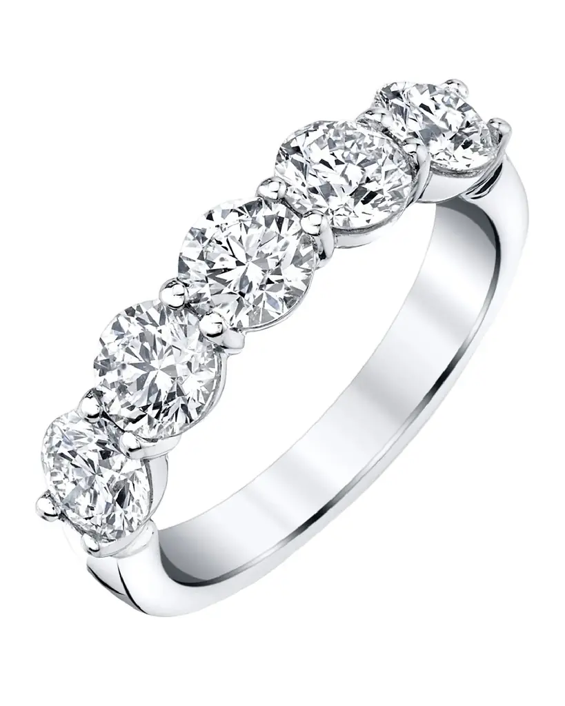 Neiman Marcus Diamonds 18K White Gold 5 Stone Band with Round Cut Diamonds, 2.50ct
