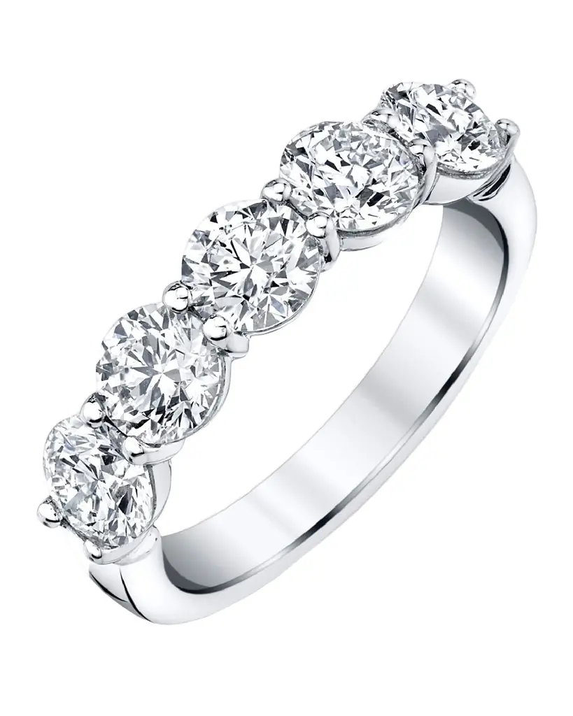 Neiman Marcus Diamonds Platinum 5 Stone Band with Round Cut Diamonds, 2.50ct