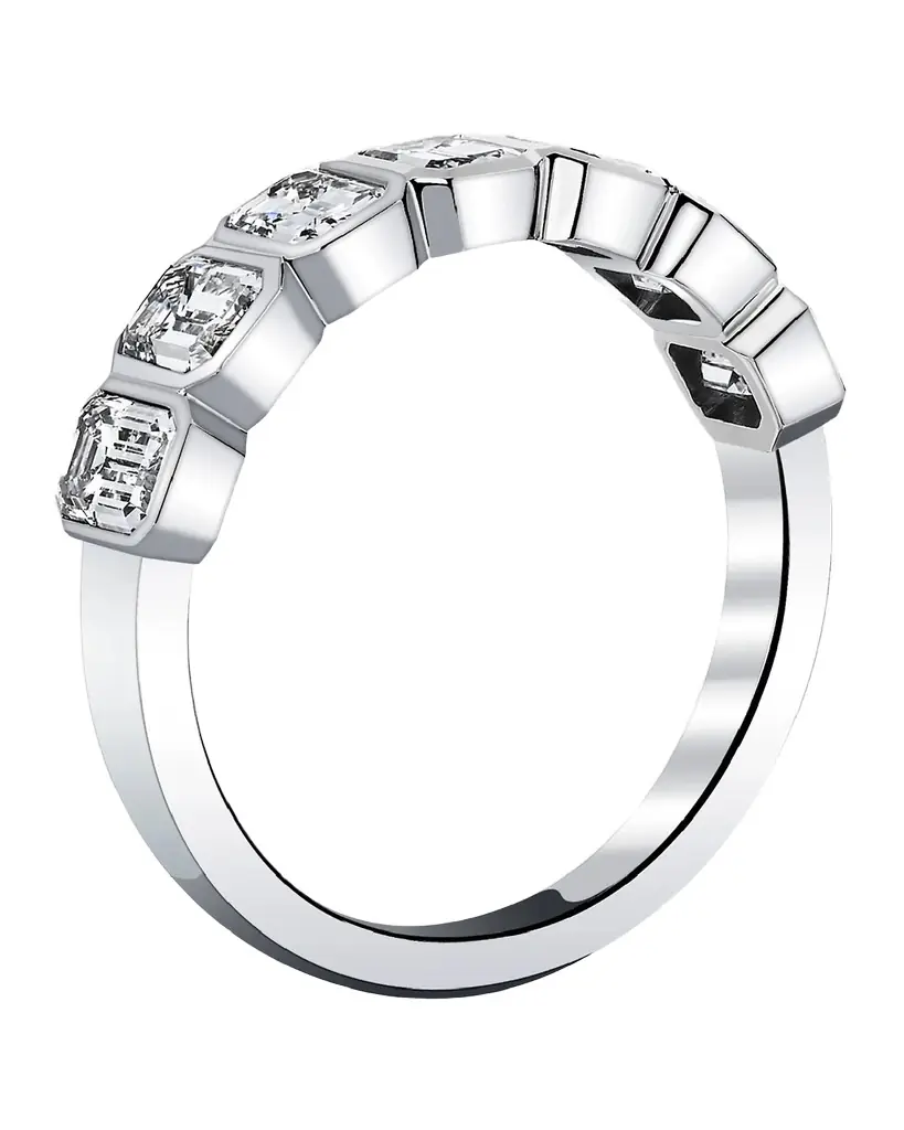 Neiman Marcus Diamonds 18K White Gold 7 Stone Band with Bezel Set Emerald Cut Diamonds, 1.40ct