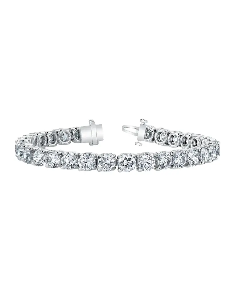 Neiman Marcus Diamonds Platinum Round-Cut Diamond Buttercup Tennis Bracelet, 5.75tcw, 7"L