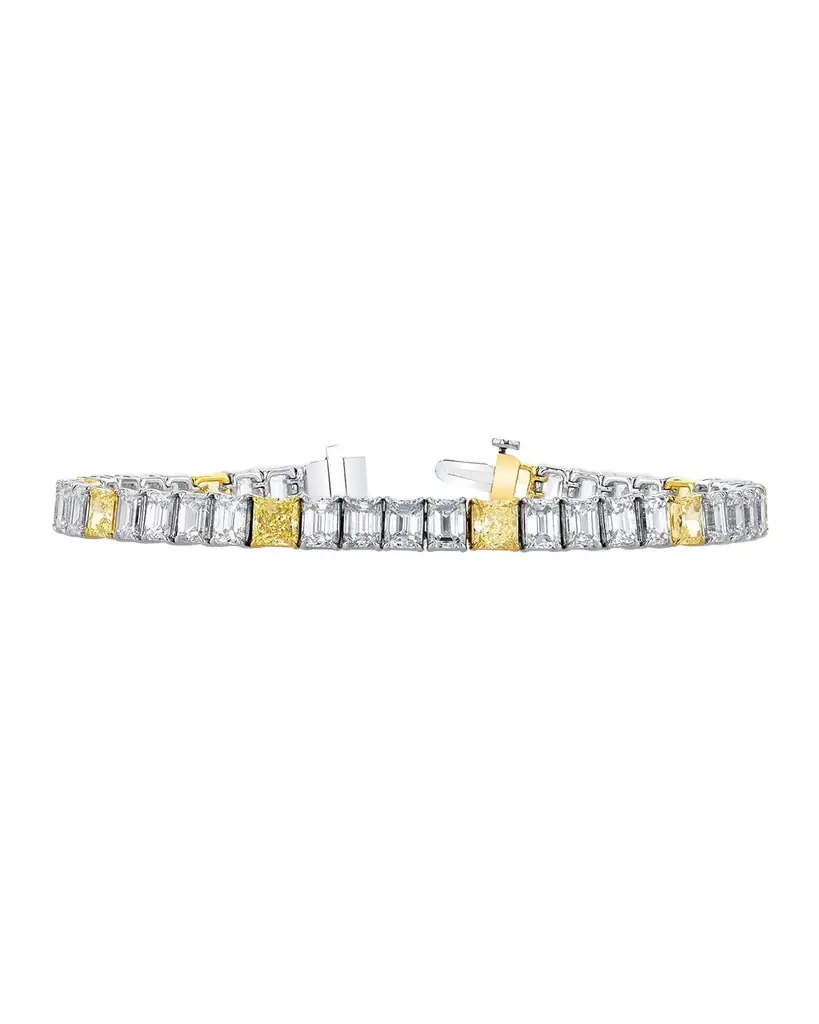 Neiman Marcus Diamonds Platinum and 18K Gold Alternating Diamond Bracelet, 7" - Women's Jewelry And Watches
