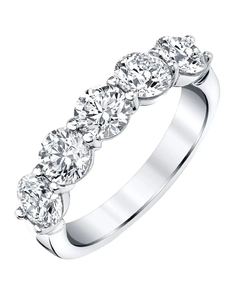 Neiman Marcus Diamonds 18K White Gold 5 Stone Band with Round Cut Diamonds, 1.65ct
