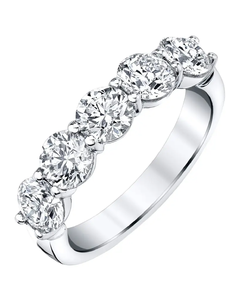 Neiman Marcus Diamonds Platinum 5 Stone Band with Round Cut Diamonds, 1.65ct