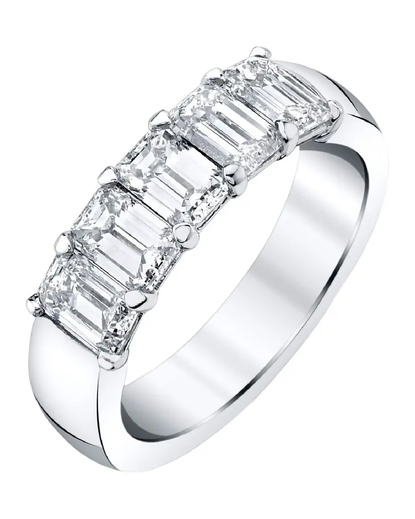Neiman Marcus Diamonds Platinum 5 Stone Band with Emerald Cut Diamonds, 1.65ct