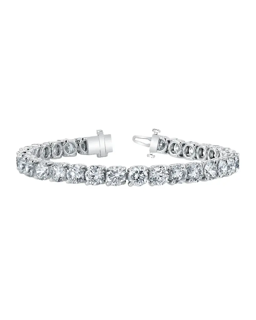 Neiman Marcus Diamonds Platinum Round-Cut Diamond Buttercup Tennis Bracelet, 10.00tcw, 7"L
