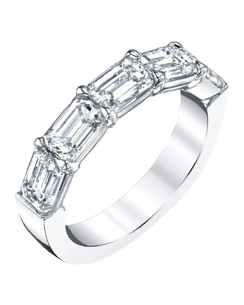 Neiman Marcus Diamonds Large Halfway Band with Horizontal Set Emerald Cut Diamonds, 1.00ct