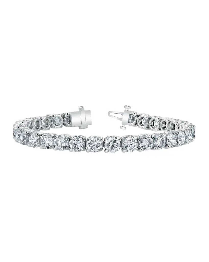 Neiman Marcus Diamonds Platinum Round-Cut Diamond Buttercup Tennis Bracelet, 14.40tcw, 7"L