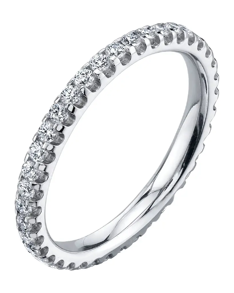 Neiman Marcus Diamonds 18K White Gold Eternity Comfort Fit Band with U Prong Set Round Cut Diamonds, 0.50ct
