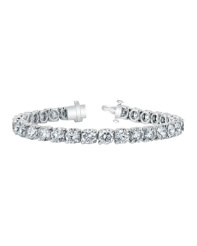 Neiman Marcus Diamonds 18K Gold Round-Cut Diamond Buttercup Tennis Bracelet, 10.00tcw, 7"L