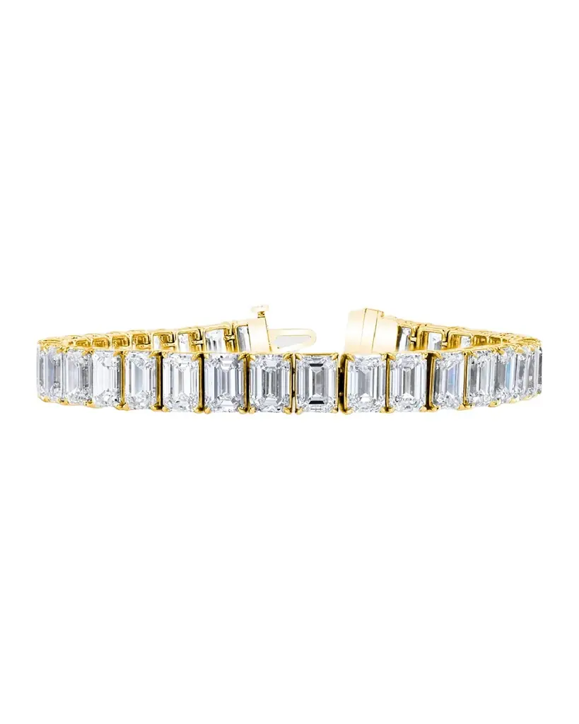 Neiman Marcus Diamonds 18K Gold North-South Prong-Set Diamond Tennis Bracelet, 27.75tcw, 7"L