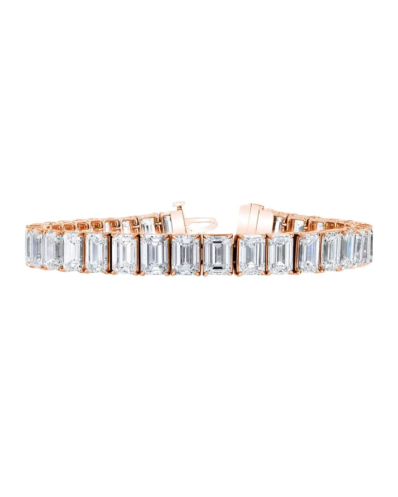 Neiman Marcus Diamonds 18K Gold North-South Prong-Set Diamond Tennis Bracelet, 27.75tcw, 7"L