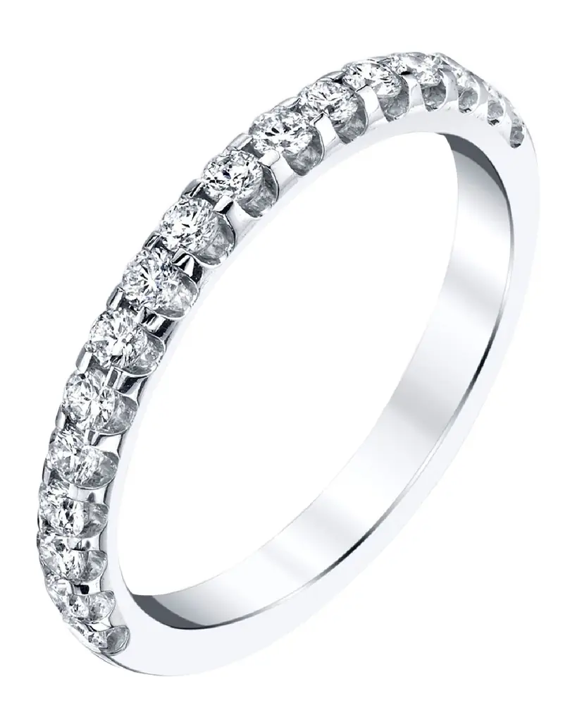 Neiman Marcus Diamonds Platinum Halfway Comfort Fit Band with U Prong Set Round Cut Diamonds, 0.40ct