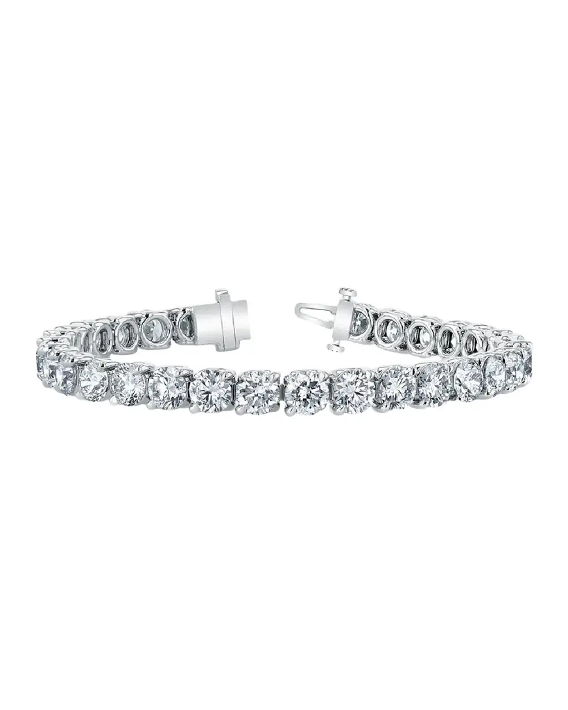 Neiman Marcus Diamonds Platinum Round-Cut Diamond Buttercup Tennis Bracelet, 3.55tcw, 7"L - Women's Jewelry And Watches