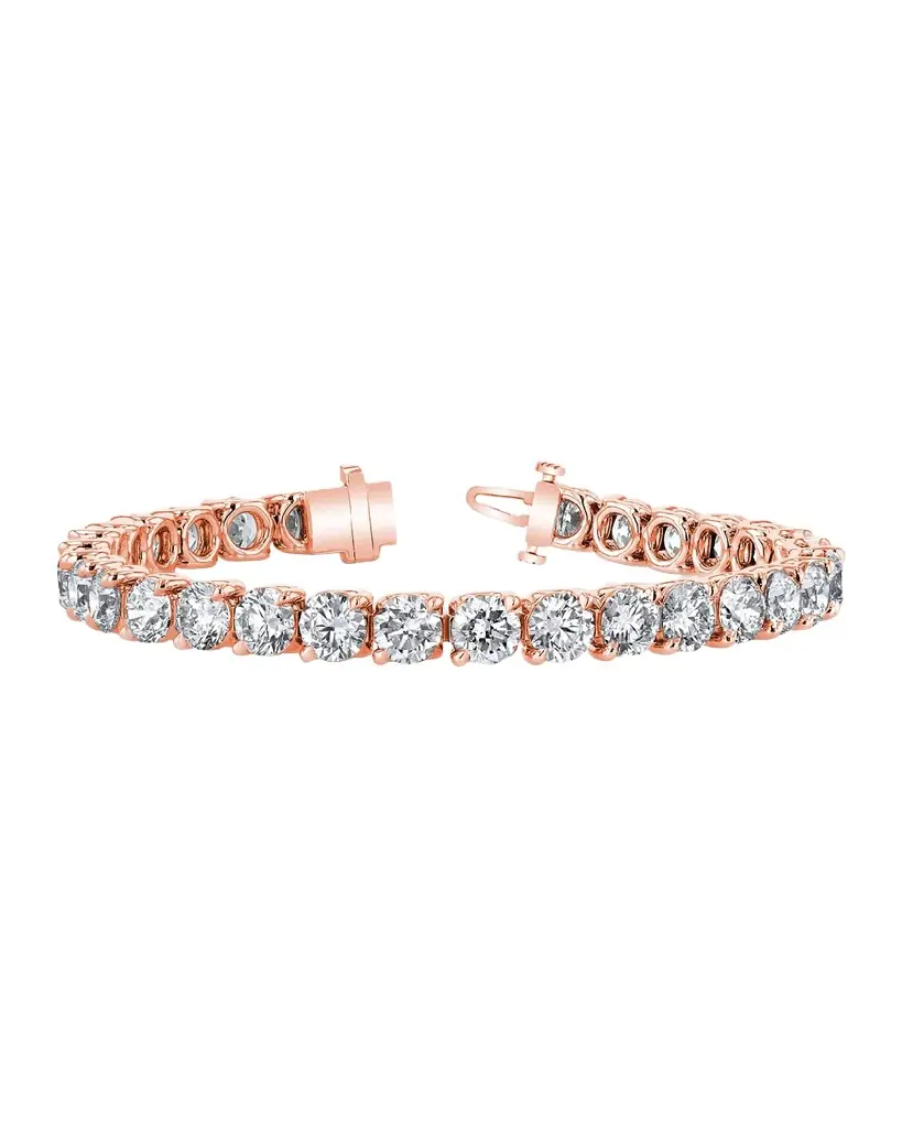 Neiman Marcus Diamonds 18K Gold Round-Cut Diamond Buttercup Tennis Bracelet, 10.00tcw, 7"L