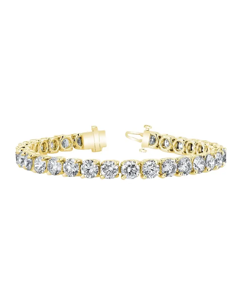 Neiman Marcus Diamonds 18K Gold Round-Cut Diamond Buttercup Tennis Bracelet, 10.00tcw, 7"L