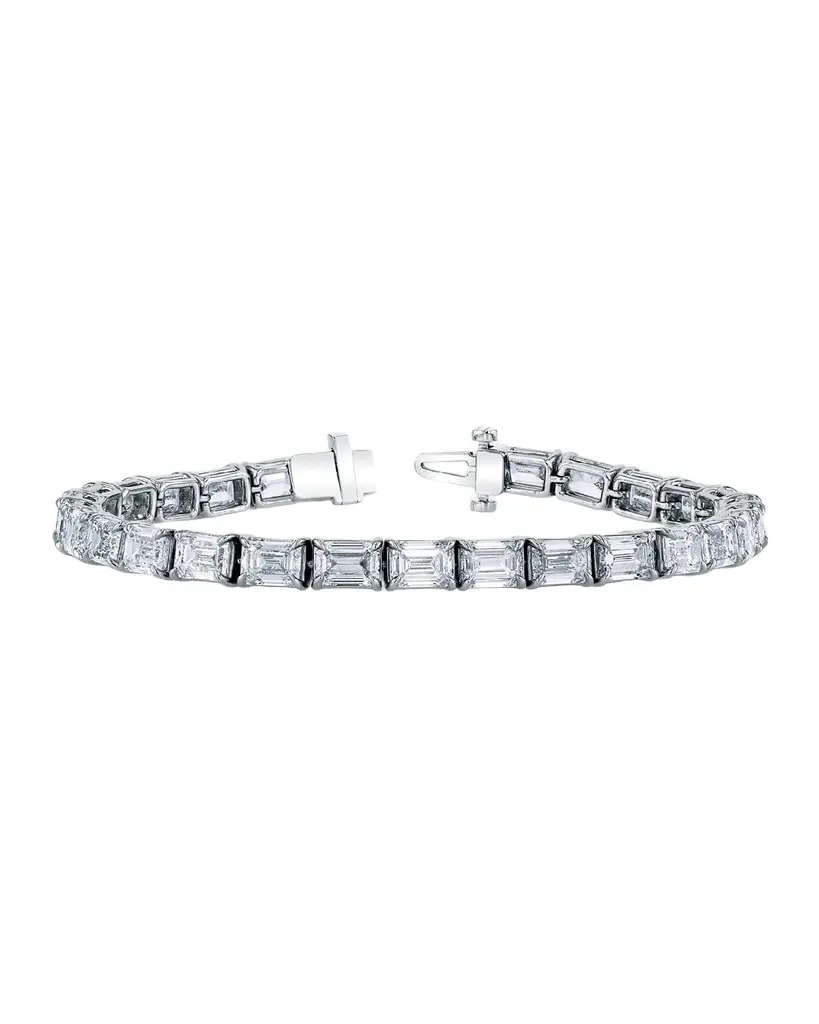 Neiman Marcus Diamonds Platinum East-West Prong-Set Diamond Tennis Bracelet, 7.05tcw, 7"L