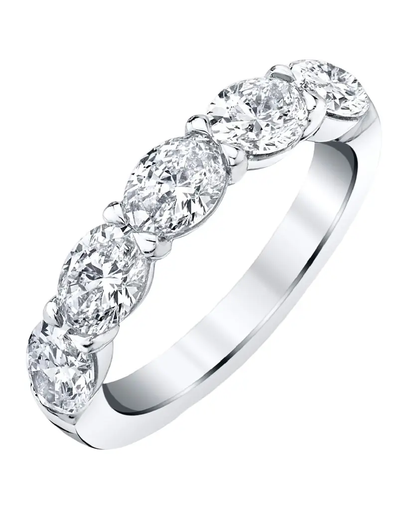 Neiman Marcus Diamonds Large Platinum Halfway Band with Horizontal Set Oval Diamonds, 1.40ct